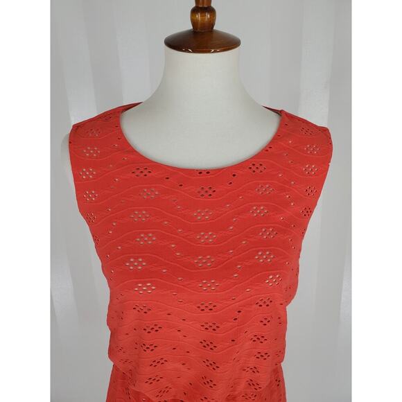 ENFOCUS STUDIO Women's Dark Coral Fit & Flare Sleeveless Dress Sz 4 - Picture 5 of 10